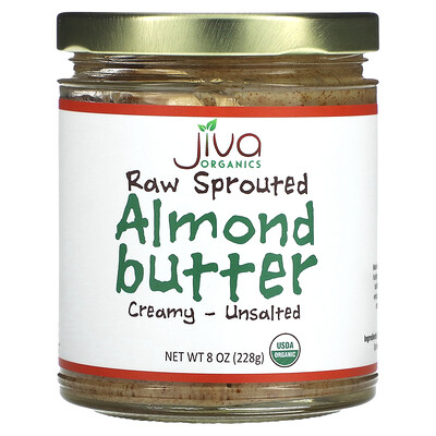 

Jiva Organics Raw Sprouted Almond Butter Creamy - Unsalted 8 oz (228 g)