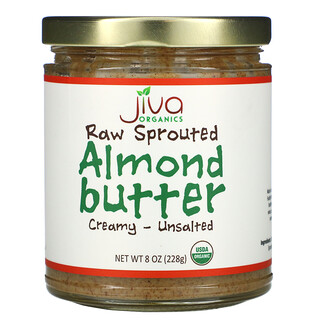 Jiva Organics, 生発芽アーモンドバター、クリーミー - 無塩、228g（8オンス）
