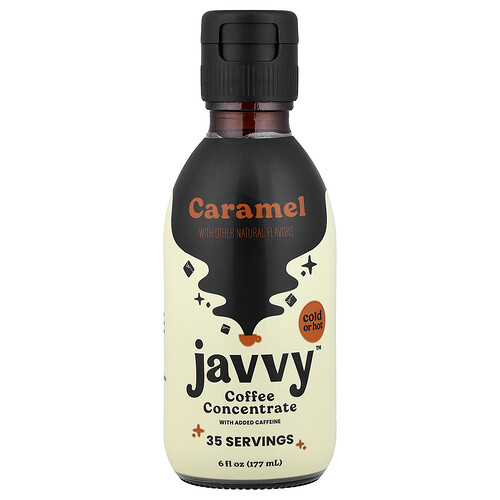 Javvy Coffee, Kaffee-Konzentrat mit Koffeinzusatz, Karamell, 177 ml
