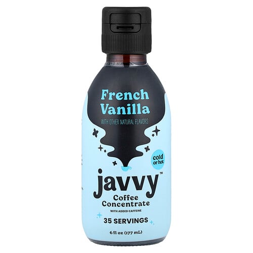 Javvy Coffee, Kaffee-Konzentrat mit Koffeinzusatz, französische Vanille, 177 ml