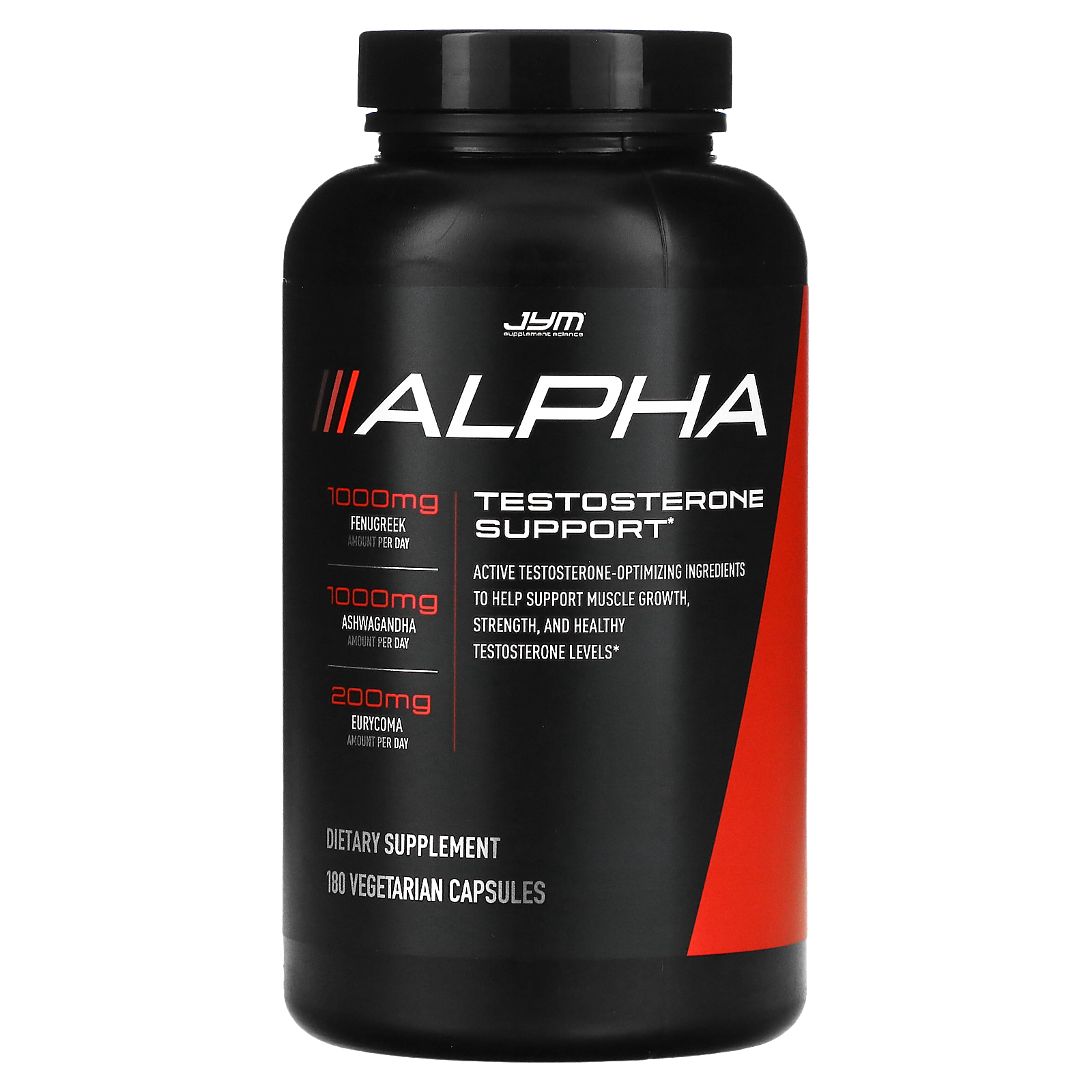 JYM Supplement Science, Alpha, Testosterone Support, 180 Vegetarian