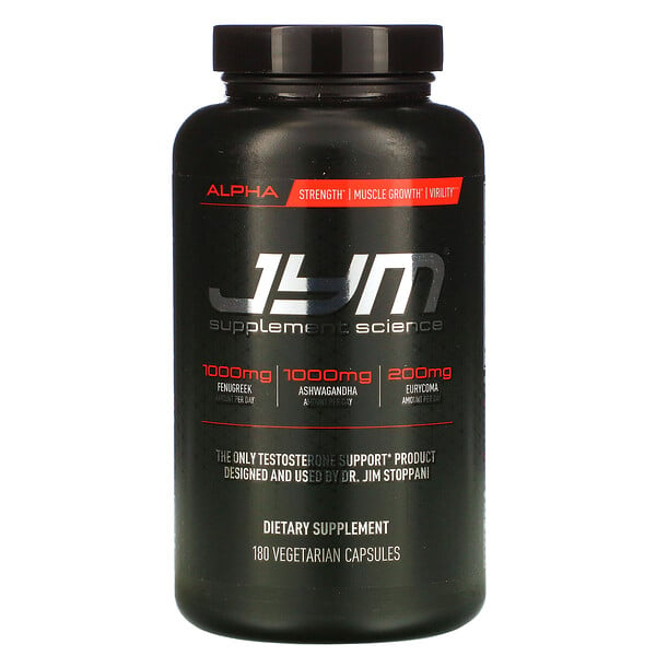 JYM Supplement Science‏, Alpha، لدعم التستوستيرون، 180 كبسولة نباتية