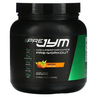 

JYM Supplement Science, Pre JYM, High Performance Pre-Workout, Tangerine, 1.1 lbs (500 g)