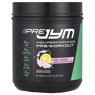 JYM Supplement Science, Pre JYM®, vysoce výkonný před tréninkem, růžová limonáda, 750 g (1,65 lb)