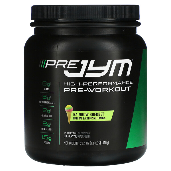Pre JYM, High-Performance Pre-Workout, Rainbow Sherbet, 1.8 lbs (810 g)