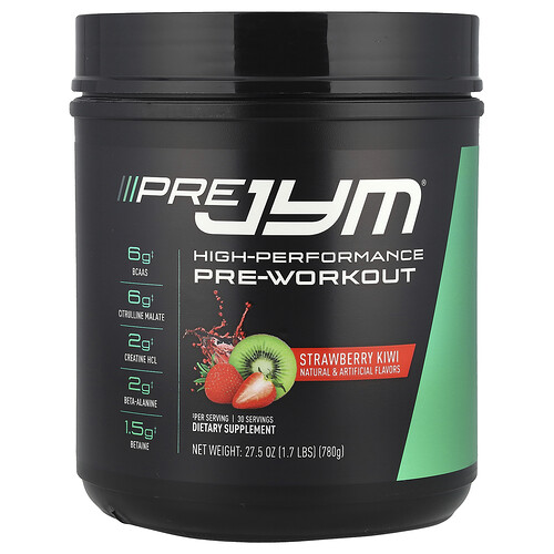 Jym Supplement Science Pre JYM®, High-Performance Pre-Workout, Strawberry Kiwi, 1.7 lbs (780 g)