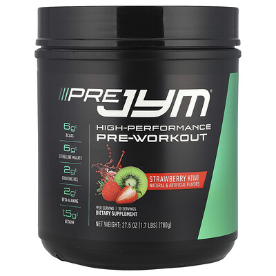 Product Image for JYM Supplement Science, Pre JYM , High-Performance Pre-Workout, Strawberry Kiwi, 1.7 lbs (780 g)