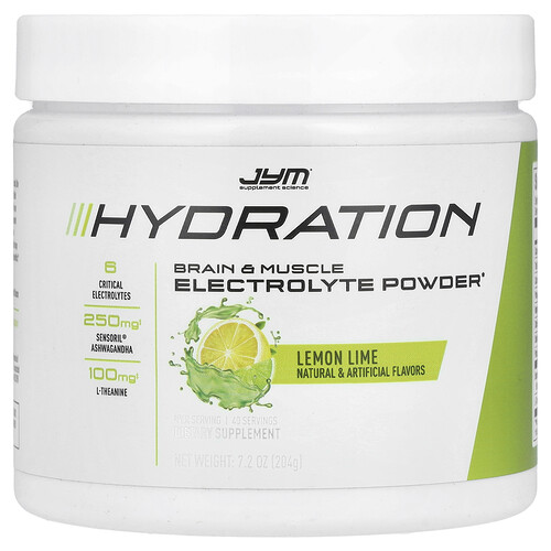 Jym Supplement Science Hydration, Electrolyte Powder, Lemon Lime, 7.2 oz (204 g)