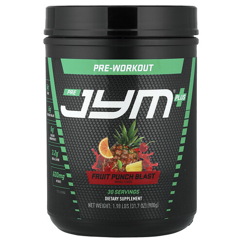 JYM Supplement Science, Pre JYM® Plus, Pre-Workout, Fruit Punch Blast, 900 g