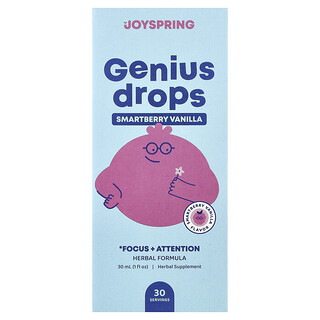 JoySpring, Gotas Genius, Concentración y atención, Sabor a baya y vainilla, 30 ml (1 oz. líq.)