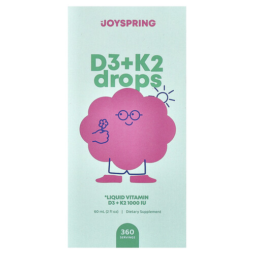 JoySpring, Gotas de vitamina D3 y vitamina K2, 60 ml (2 oz. líq.)