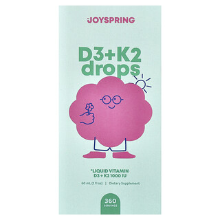 JoySpring, D3 + K2 滴剂，2 液量盎司（60 毫升）