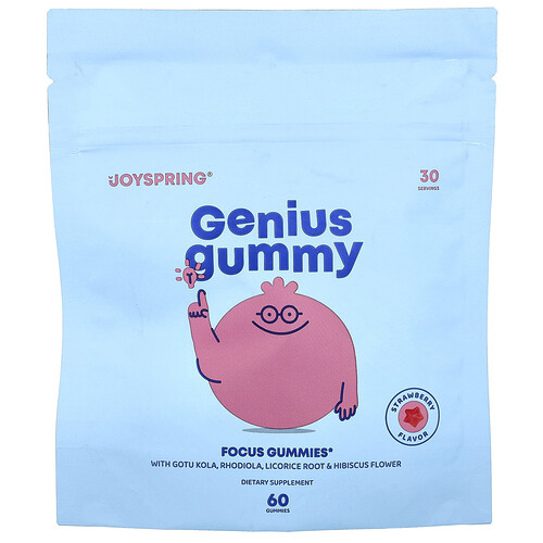 JoySpring, Genius Gummy, Fruchtgummi, Erdbeere, 60 Fruchtgummis