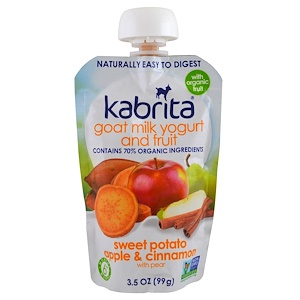 Kabrita, Йогурт из козьего молока с фруктами, сладкий картофель, яблоко, корица, 3,5 унции (99 г)