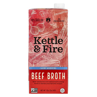 Kettle & Fire, Supă de vită, cu conținut scăzut de sodiu, 32 oz (907 g)