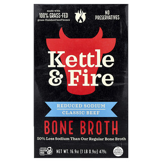 Kettle & Fire, Supă de oase, vită clasică, sodiu redus, 479 g
