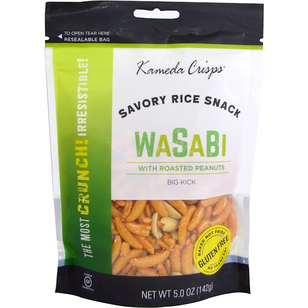 Kameda Crisps, Пикантный рисовый снэк, васаби и жареный арахис, 5,0 унции (142 г) (Discontinued Item) 