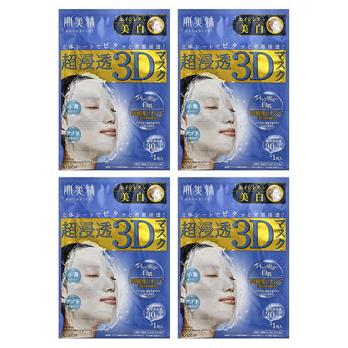 Kracie, Hadabisei, 3D Beauty Facial Mask, Anti-aging en Clear, 4 vellen, elk 30 ml