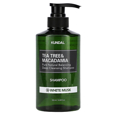 Kundal Tea Tree & Macadamia, шампунь, белый мускус, 500 мл (16,9 жидк. Унции)