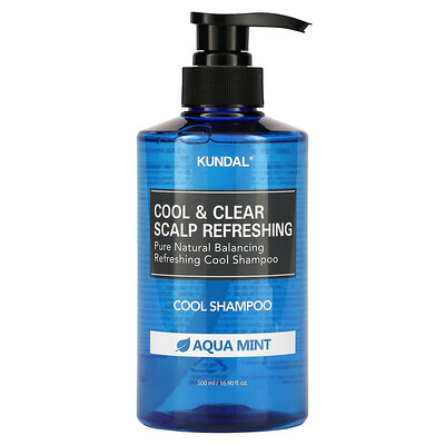 Kundal Освежающий шампунь Cool & Clear для кожи головы, вода с мятой, 500 мл (16,9 жидк. Унции)