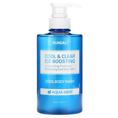 Kundal Cool & Clear Ice Boosting, прохладный гель для душа, вода с мятой, 500 мл (16,9 жидк. Унции)