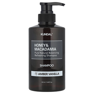 Kundal, Champú con miel y macadamia, Ámbar y vainilla, 500 ml (16,9 oz. líq.)