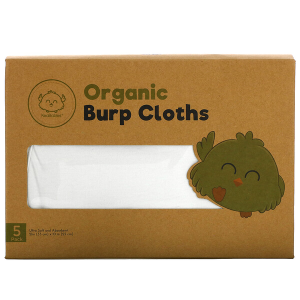 Organic Burp Cloths, Soft White, 5 Pack