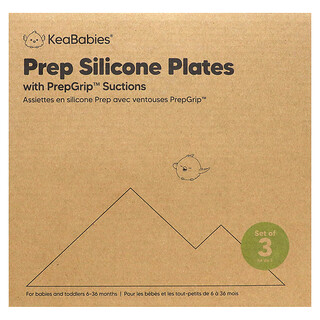 KeaBabies, PrepGip™ 석션 기능이 있는 정제용 실리콘 접시, 6~36개월, 테라코타, 3팩