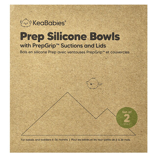 KeaBabies, Prep Silicone Bowls with PrepGrip™ Suctions and Lids, 6-36 Months, Desert, 2 Pack
