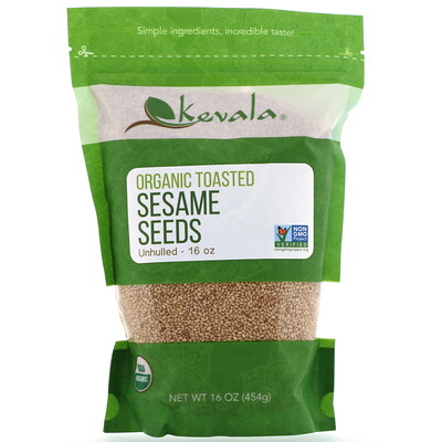 Купить Kevala Organic Toasted Sesame Seeds, Unhulled, 16 oz (454 g)