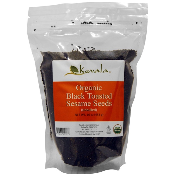 Kevala, Organic Black Toasted Sesame Seeds, Unhulled, 16 oz (453 g