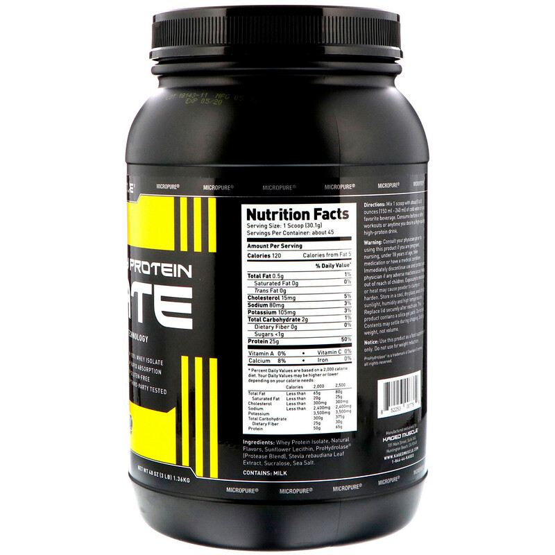 Kaged Muscle, MicroPure Whey Protein Isolate, Vanilla, 3 lbs (1.36 kg