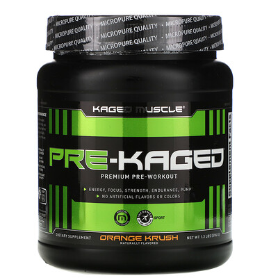Kaged Muscle PRE-KAGED, Premium Pre-Workout, Orange Krush, 1.3 lbs (596 g)