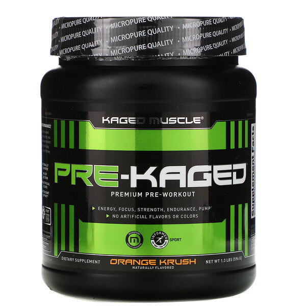 Kaged Muscle‏, PRE-KAGED, Premium Pre-Workout, Orange Krush, 1.3 lbs (596 g)