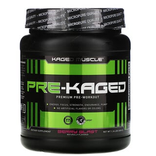 Kaged Muscle, PRE-KAGED, предтренировочный комплекс премиального качества, со вкусом ягод, 608 г (1,34 фунта)