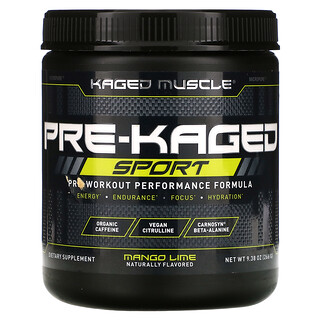 Kaged Muscle, PRE-KAGED Sport，鍛煉前表現配方，芒果酸橙味，9.38 盎司（266 克）