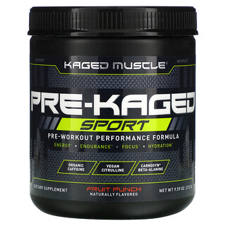 Kaged Muscle, PRE-KAGED, Sport, Pre-Workout Performance Formula, Fruit Punch, 9.59 oz (272 g)