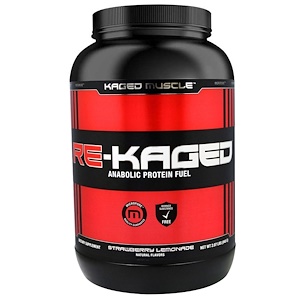 Kaged Muscle, "Re-Kaged", спортивное питание с анаболическим белком, со вкусом клубничного лимонада, 2,07 фунта (940 г)