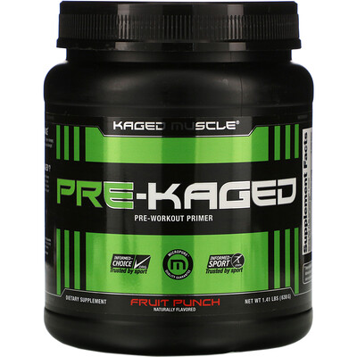 Kaged Muscle PRE-KAGED, Pre-Workout Primer, Fruit Punch, 1.41 lbs (638 g)