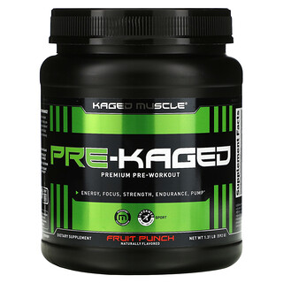 Kaged Muscle, PRE-KAGED, комплекс перед тренировкой, премиального качества, фруктовый пунш, 592 г (1,31 фунта)