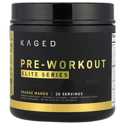 Kaged, Serie Elite, Preentrenamiento, Naranja y mango, 666 g (1,47 lb)