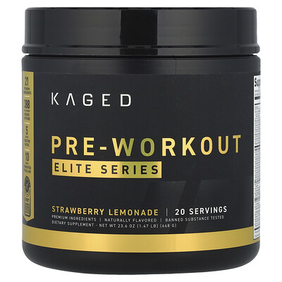 Kaged, Serie Elite, Preentrenamiento, Limonada de fresa, 668 g (1,47 lb)