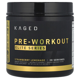 Kaged, Serie Elite, Preentrenamiento, Limonada de fresa, 668 g (1,47 lb)