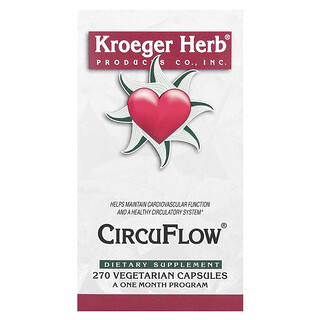 Kroeger Herb Co, CircuFlow 心臟幫助補充劑，270 粒素食膠囊