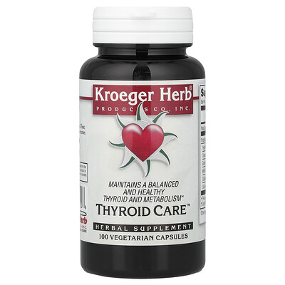 Product Image for Kroeger Herb Co, Thyroid Care , 100 Vegetarian Capsules