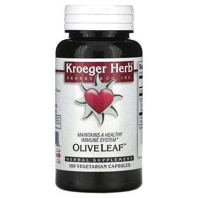 Kroeger Herb Co Olive Leaf, 100 Vegetarian Capsules