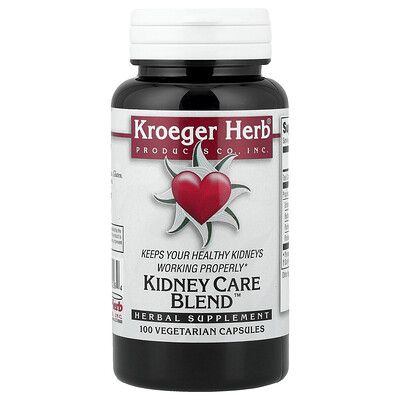 Kroeger Herb Co, Mezcla para el cuidado de los riñones, 100 cápsulas vegetales