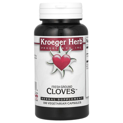 Kroeger Herb Co Fresh Ground Cloves, 100 Vegetarian Capsules (450 mg per Capsule)