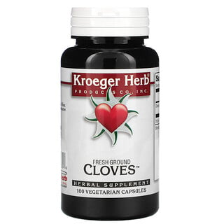 Kroeger Herb Co, свежемолотая гвоздика, 100 вегетарианских капсул