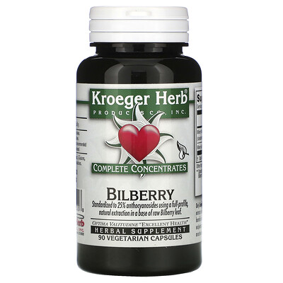 Kroeger Herb Co Bilberry, 90 Vegetarian Capsules